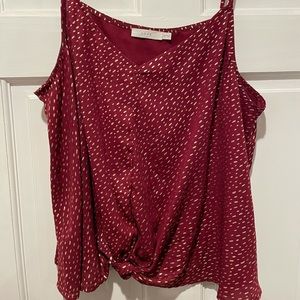 Lush Tank Top, maroon & gold w/ tie in front